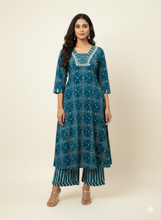 Pure Cotton A Line Three Piece Dupatta Set CS0229