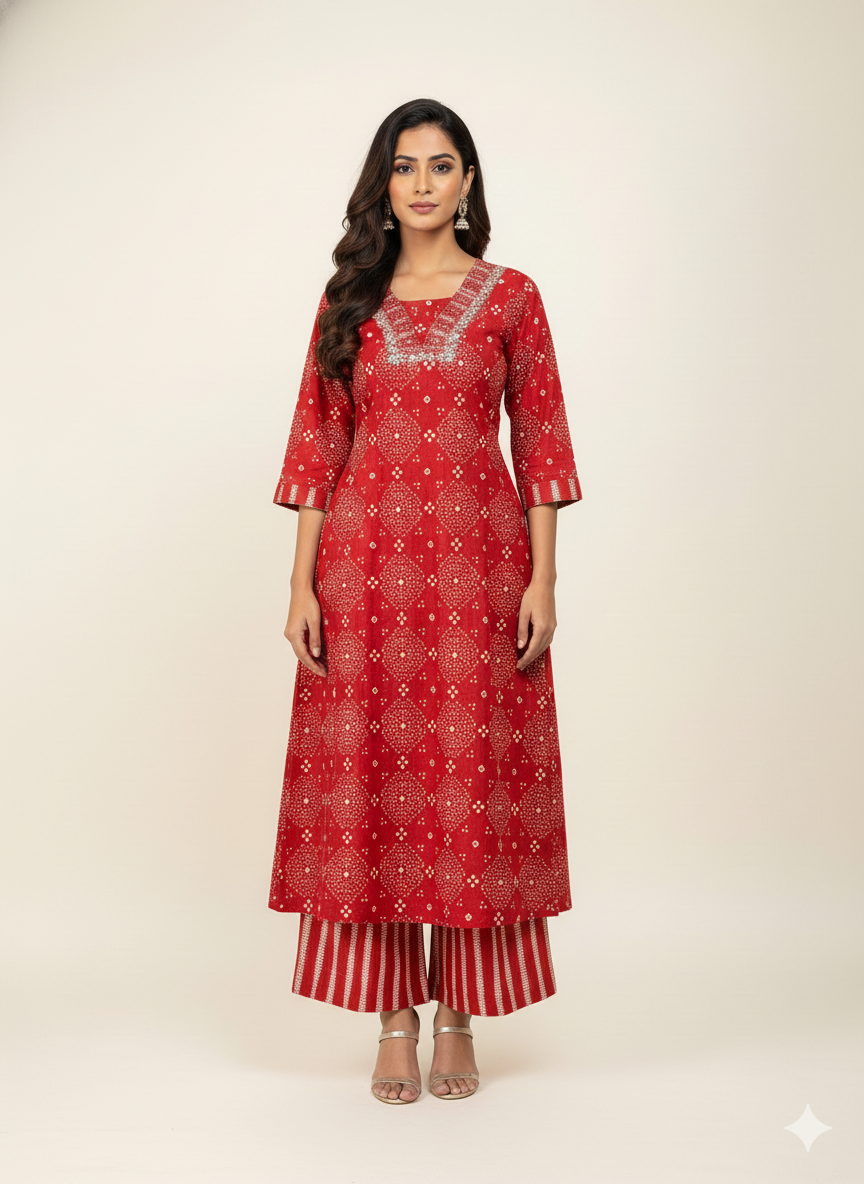 Pure Cotton A Line Three Piece Dupatta Set CS0229