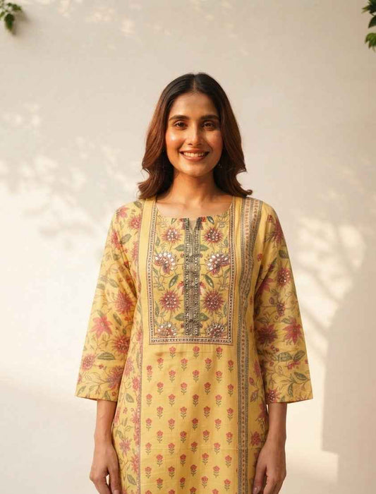 Pure Chanderi With Embroidery Dupatta Set