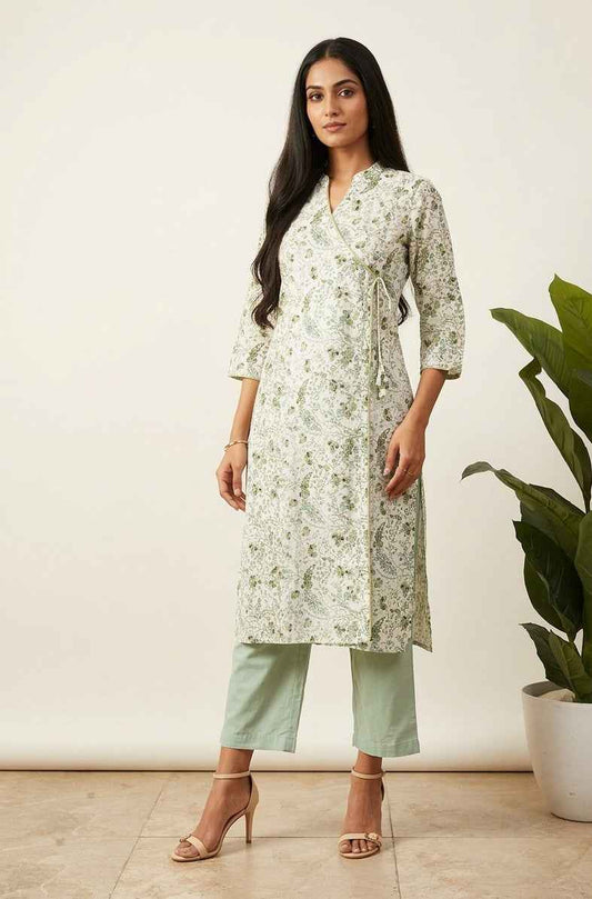 Pure Cotton Angrakha Style Two Piece Pant Set LS005