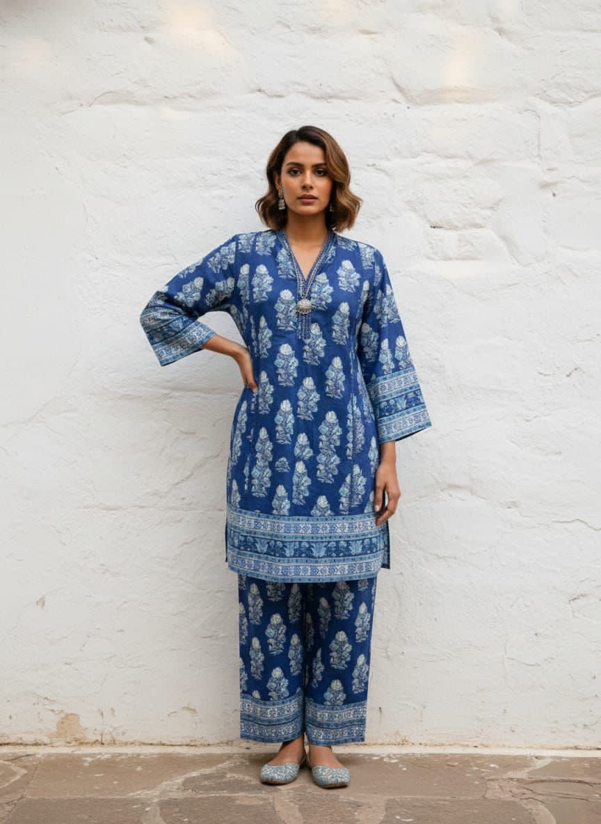 Premium Cotton Co Ord Sets With Embroidery COS0105