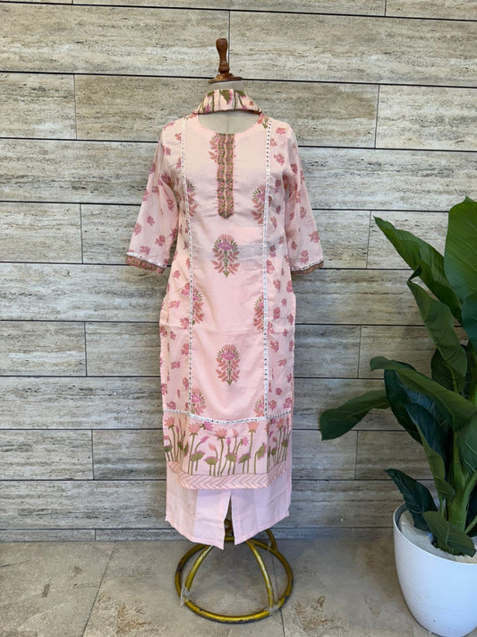 Pure Mul Cotton Dupatta Set