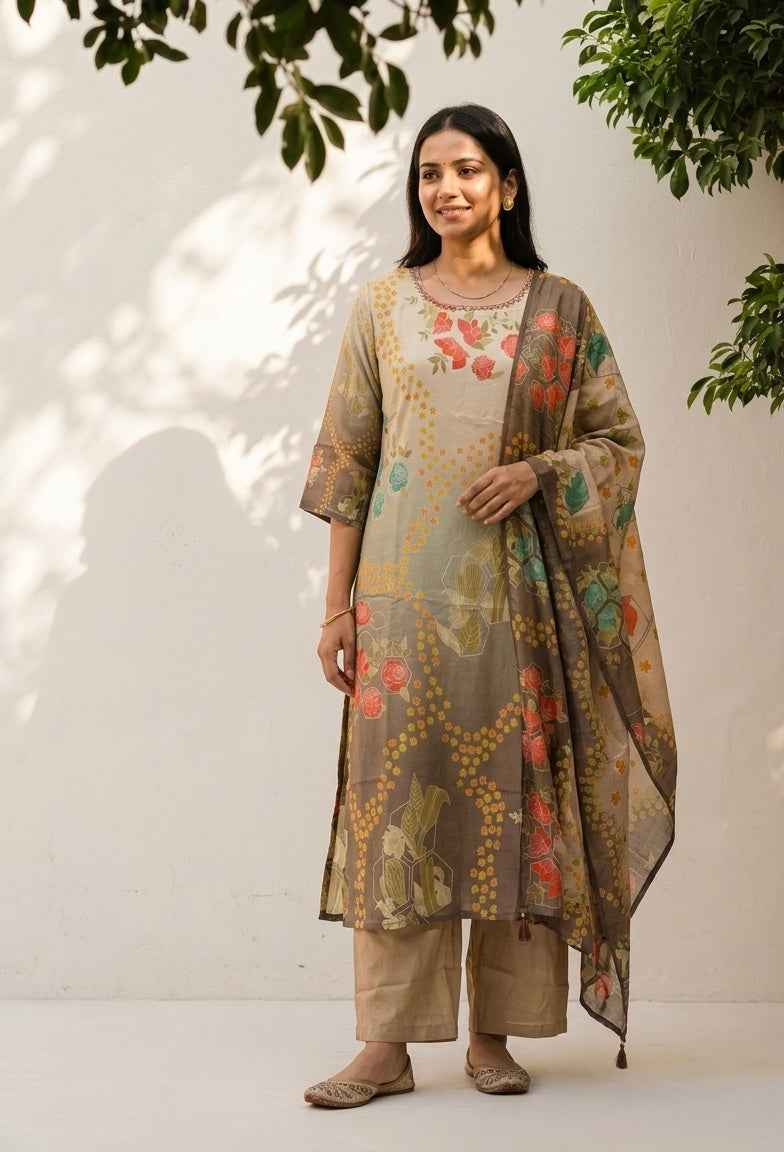 Pure shimmer Dupatta Set