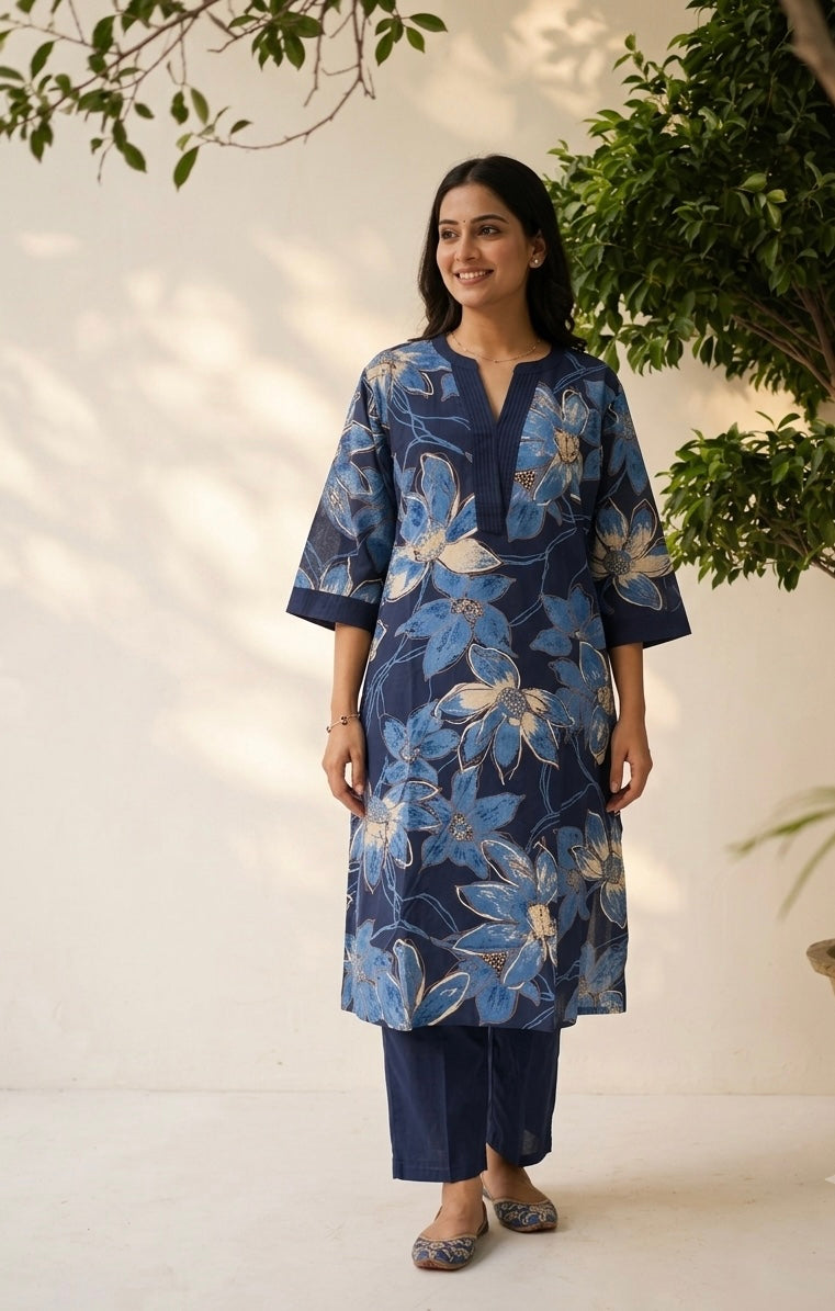 Big Size Two Piece Set In Cotton Fabric TP012