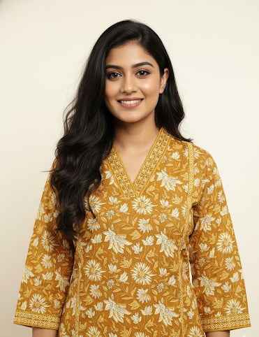 Pure Cotton Floral Print Three Piece Dupatta Set CS0203