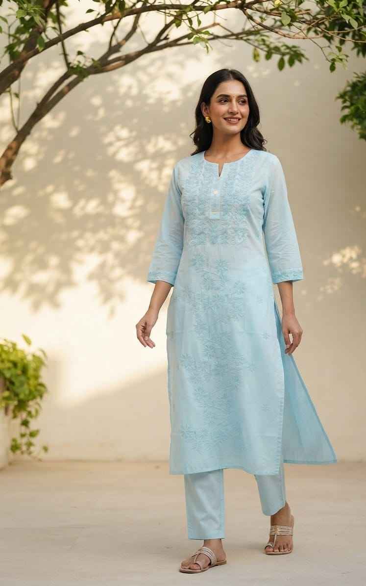 Pure Cotton pant sets with Chikankari work PS0168