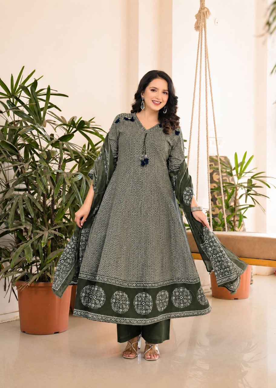 Premium Cotton Anarkali Dupatta set ANK047