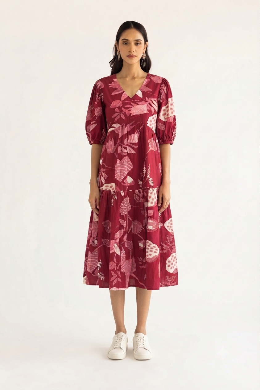 Printed Cotton One Piece Dress SD070