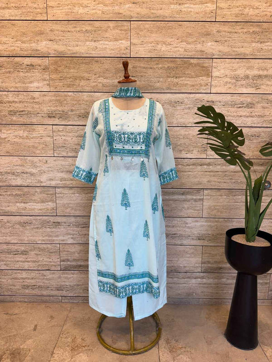 Pure Mul Cotton Dupatta Set