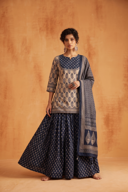 Pure Cotton Dupatta Set With Skirt CS0338