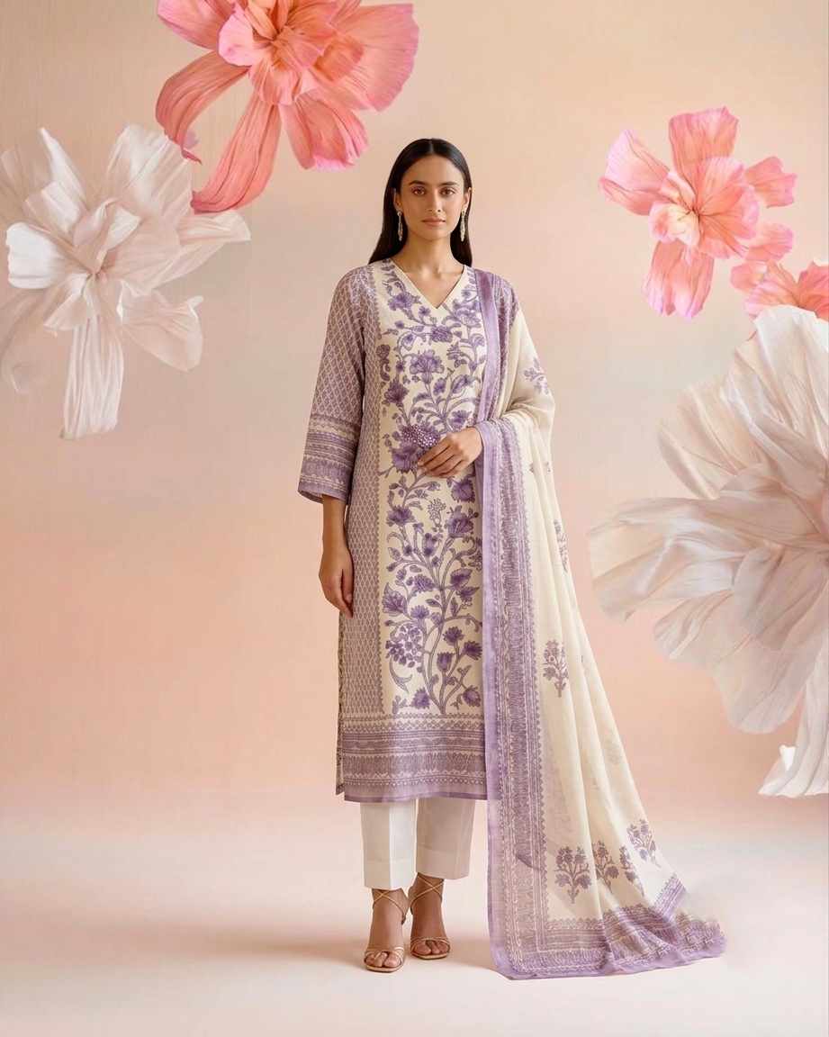 Printed Kota Doriya Dupatta Set KD045