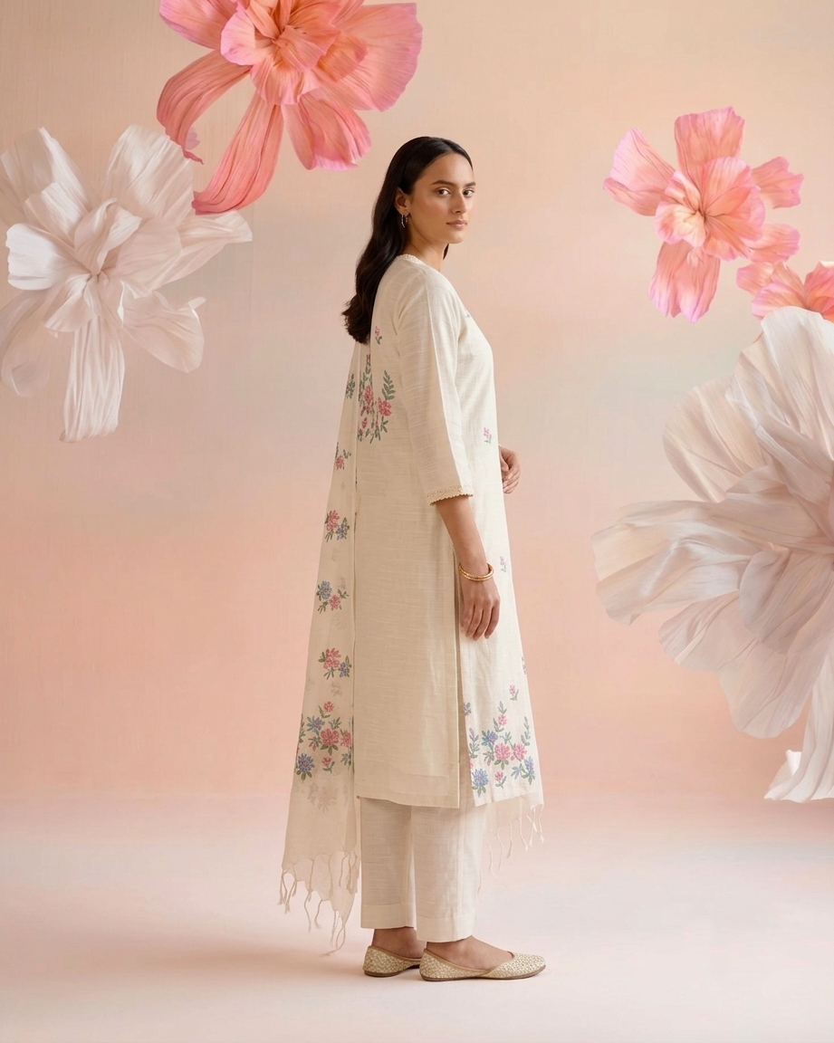 Embroidered Kota Doriya Dupatta Set KD050