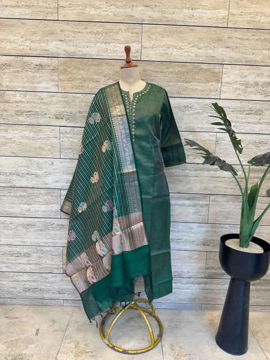 Tissue Simmer Three Piece Dupatta Set