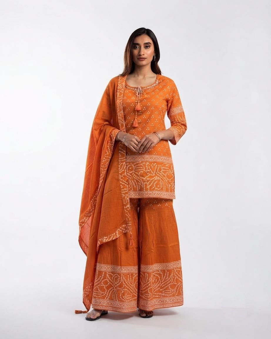 Pure Cotton Dupatta Set With divider