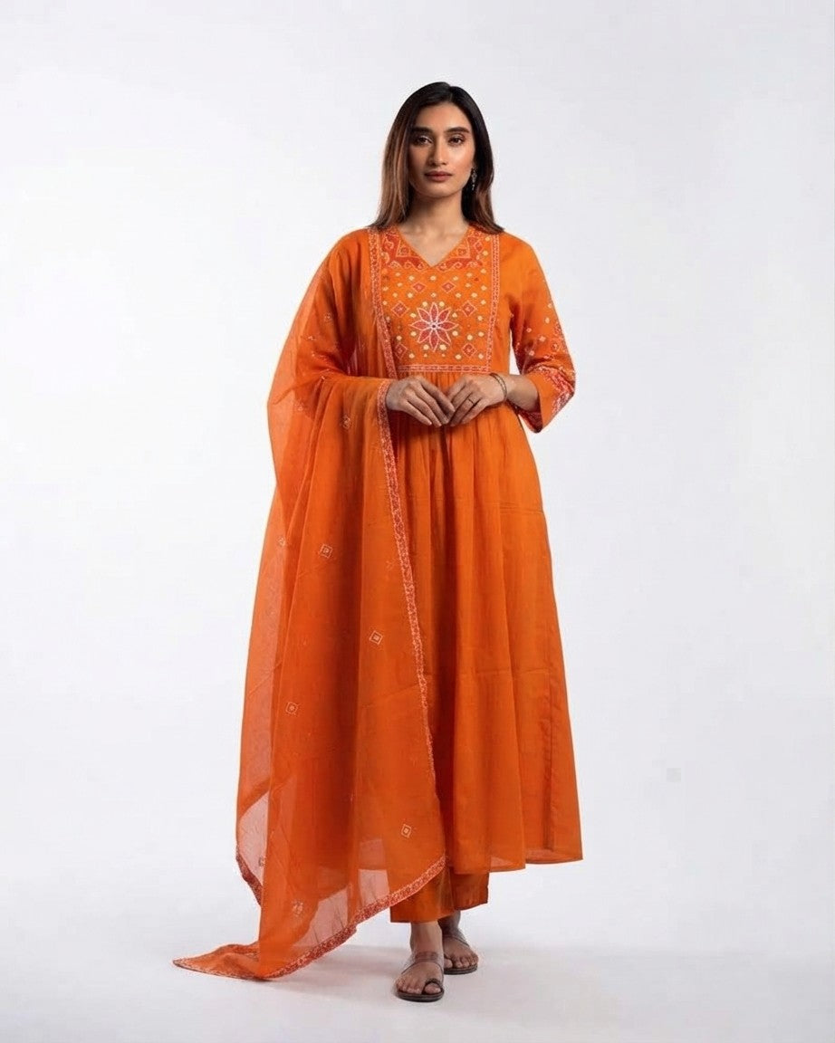 Premium Mul Cotton Anarkali Dupatta Set CS0361