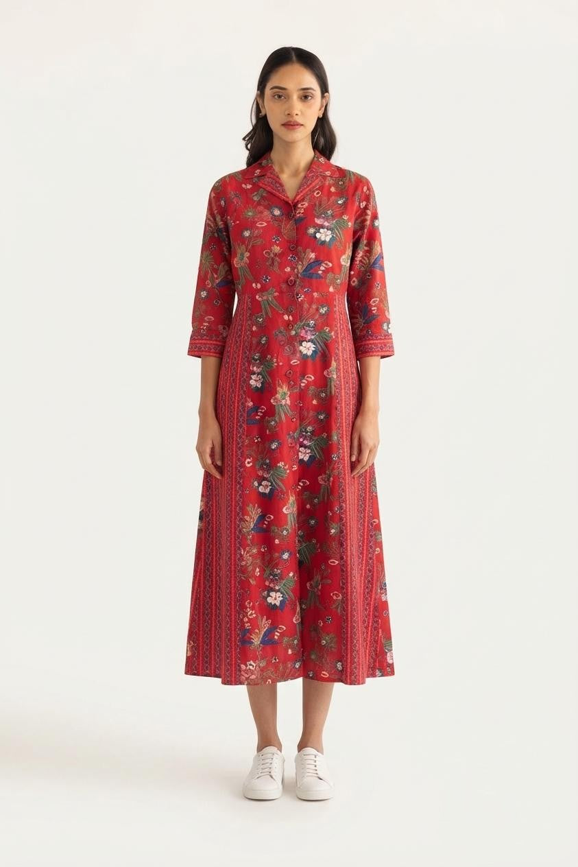 Printed Cotton One Piece Dress