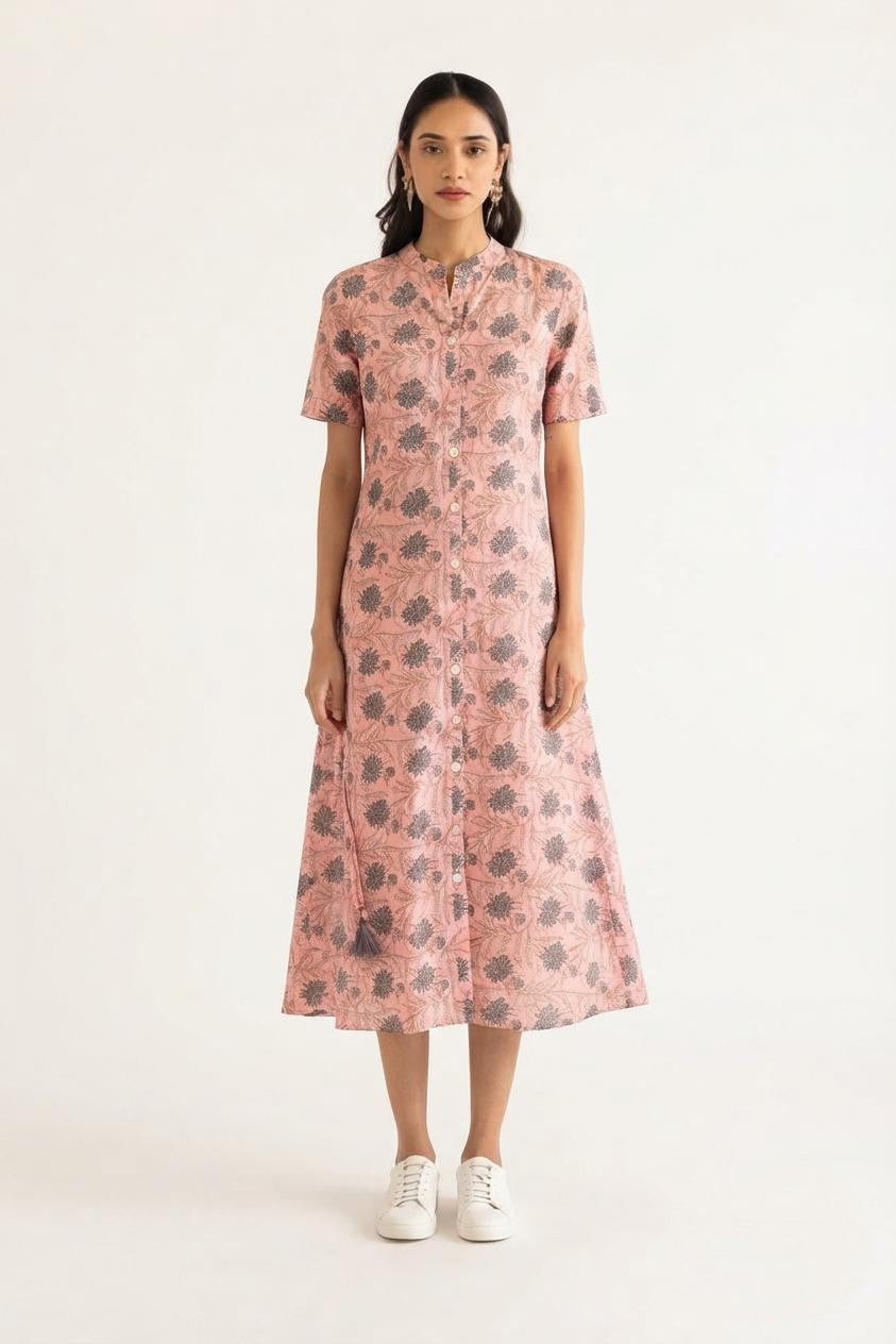 Printed Cotton One Piece Dress