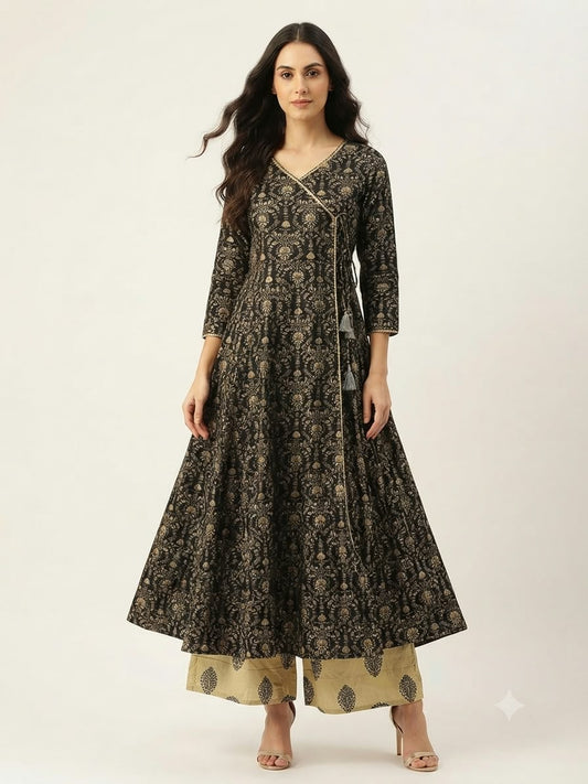 Pure Cotton Three Piece Anarkali Dupatta Set