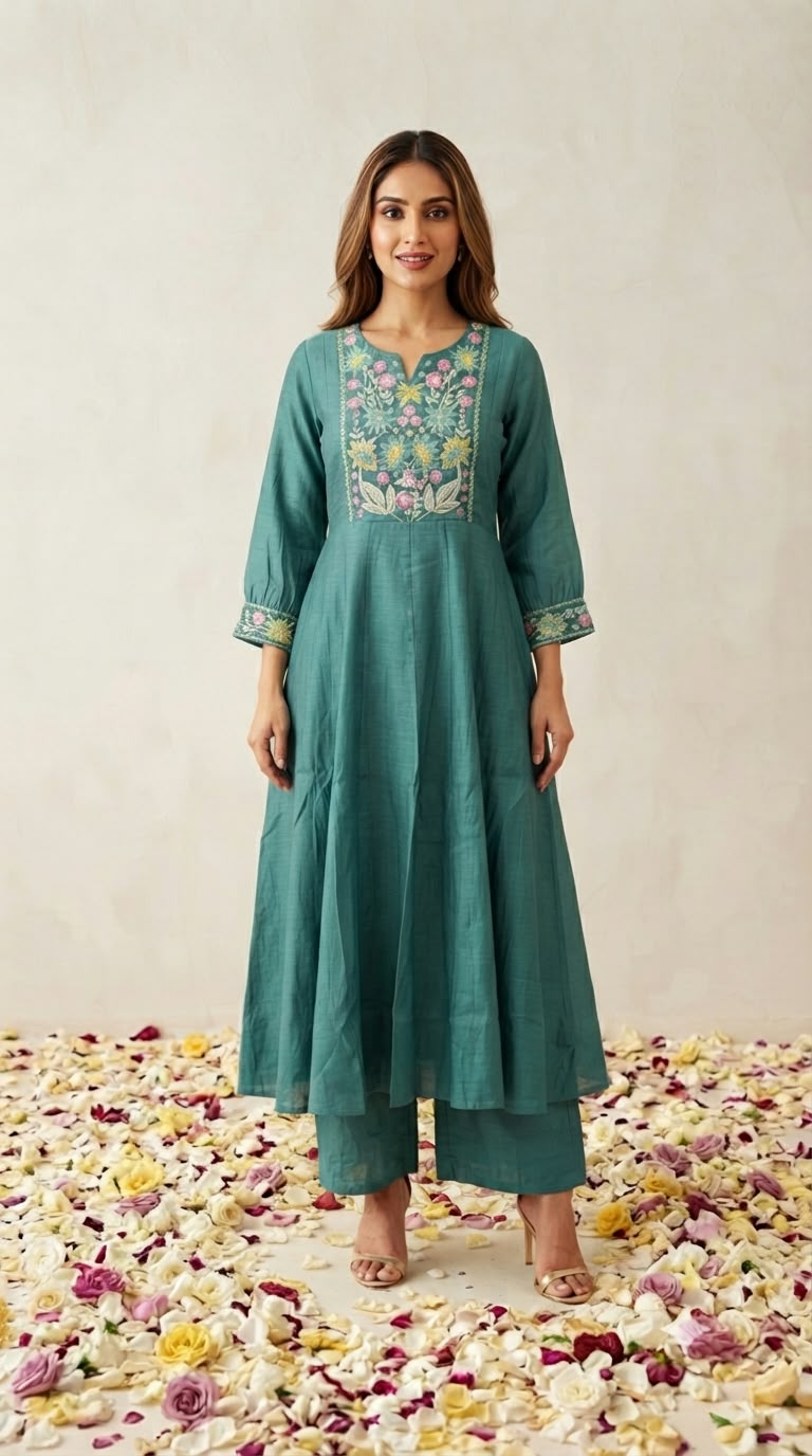 Pure Banras Mul Chanderi Dupatta Set