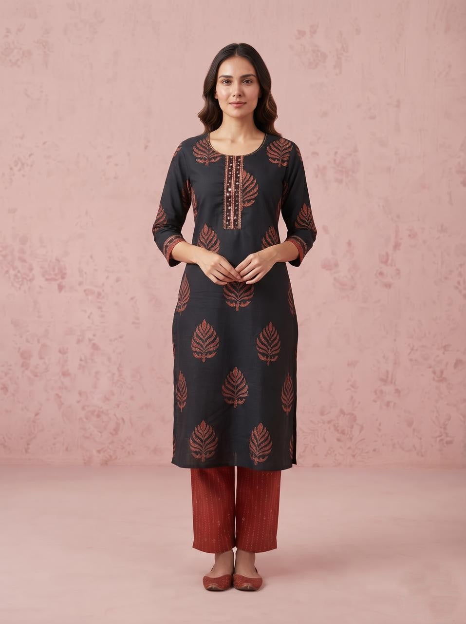 Pure Cotton Dupatta Set In Plus Size CS0399