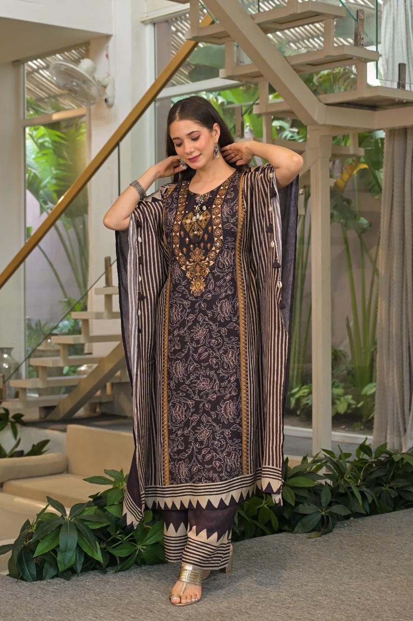 Printed Muslin Kaftan Set MK0043