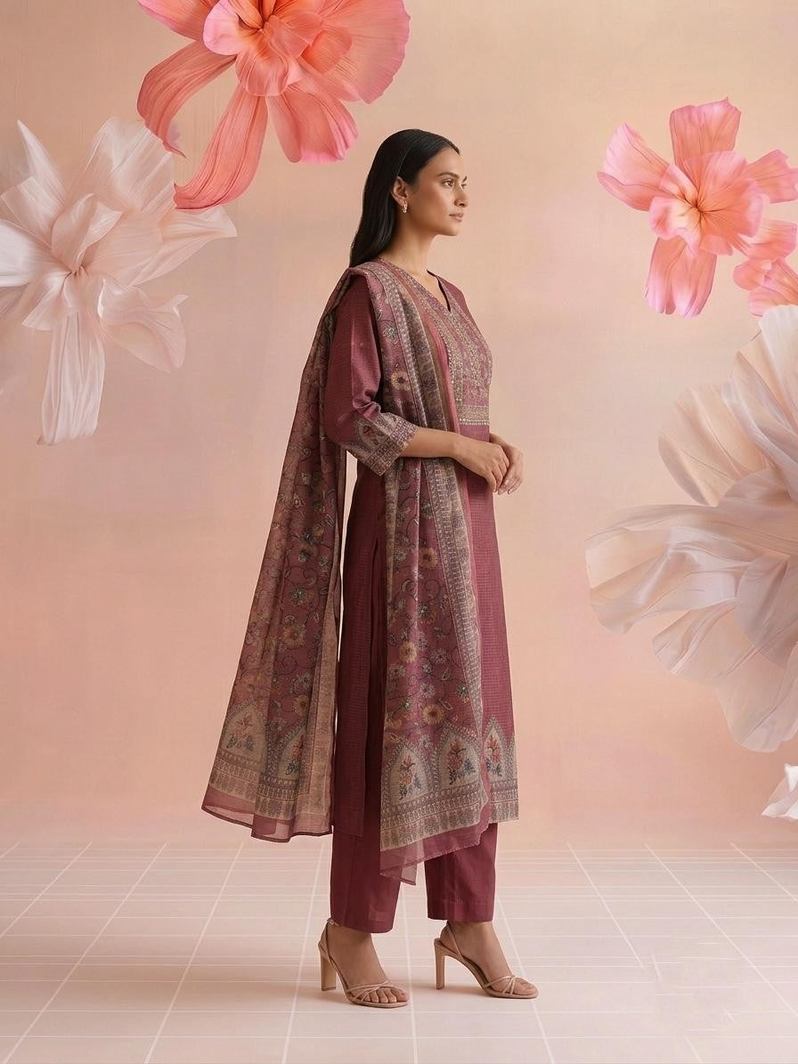 Printed Kota Doriya Dupatta Set KD063