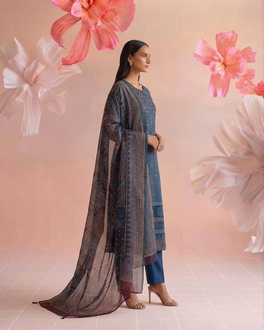Printed Kota Doriya Dupatta Set KD064