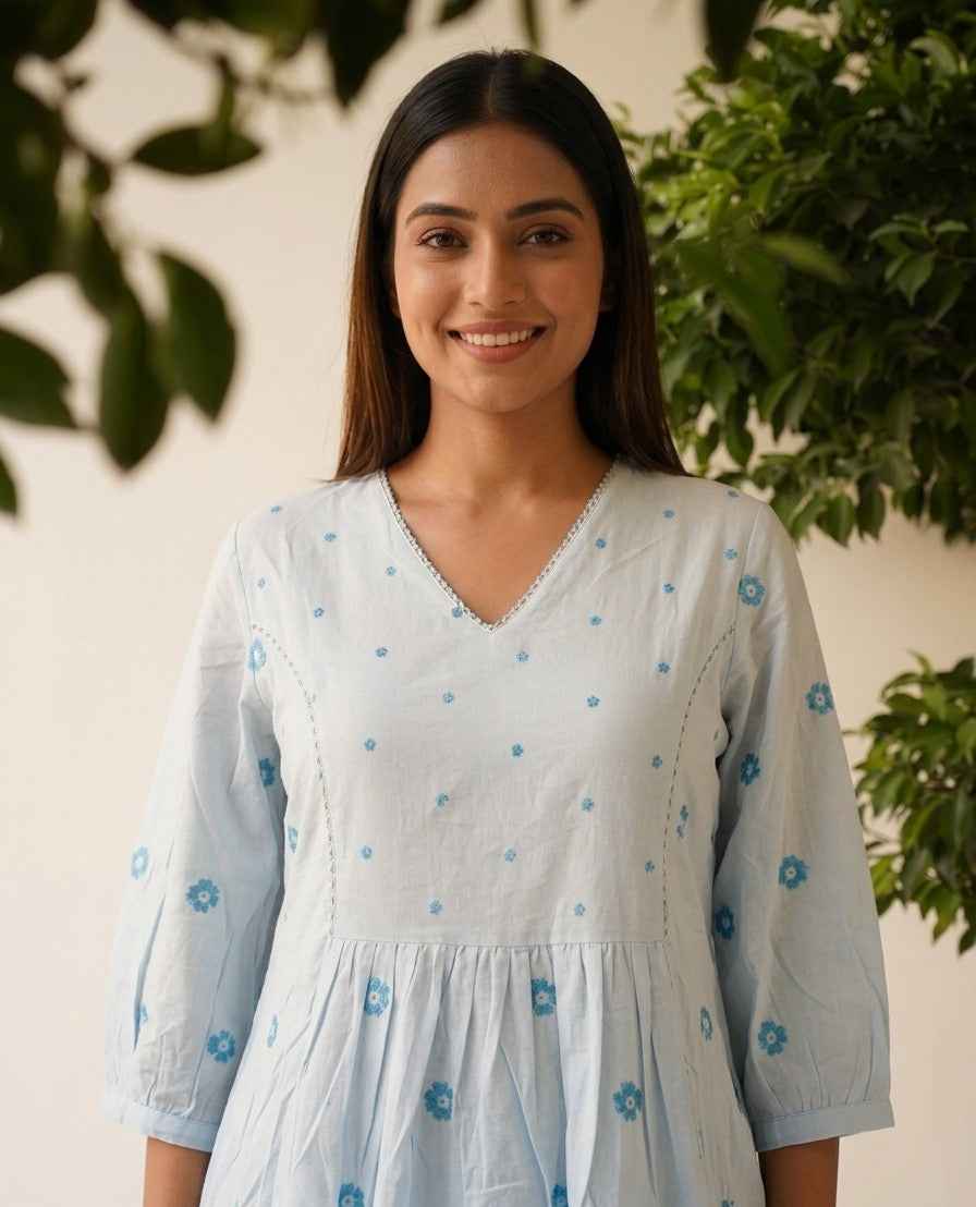 Pure Mul Cotton Two Piece Set with Inner