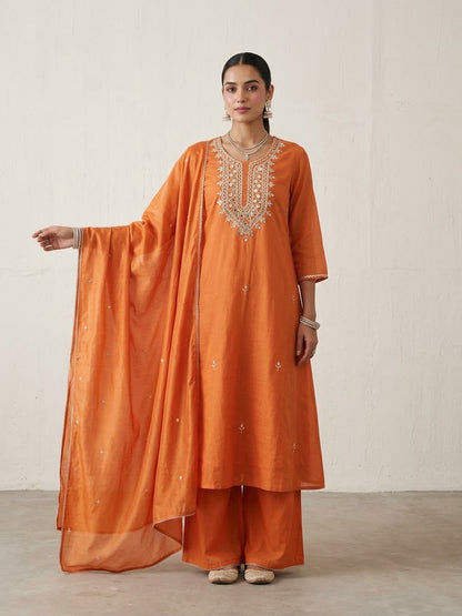 Banarasi Mul Chanderi With Linning And All Hand Embroidery MLC42