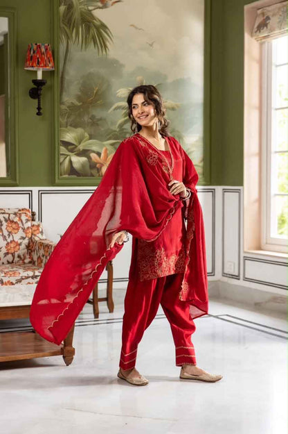 Festive Chanderi Silk Set with Farsi Salwar CHS023