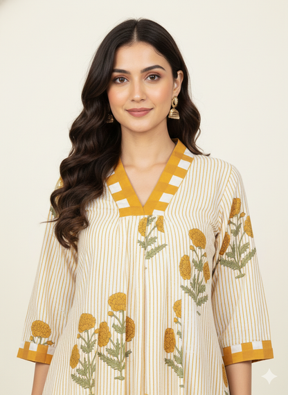 Pure Cotton A Line Two Piece Pant Set  PS0144