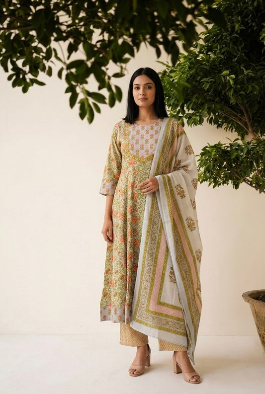 Premium Cotton A Line Anarkali Suits AKS013