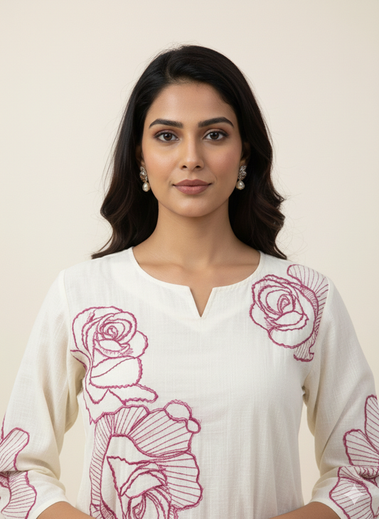 Premium Mul Cotton Embroidery Dupatta Set With Inner  MC027