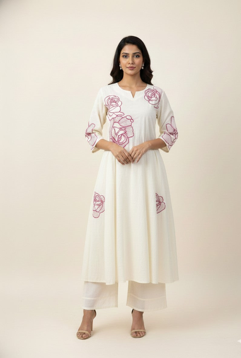 Premium Mul Cotton Embroidery Dupatta Set With Inner  MC027