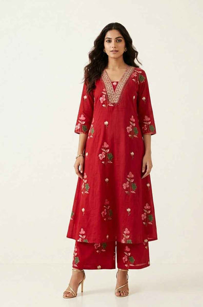 Pure Cotton Three Piece Dupatta set With Embroidery CS0247