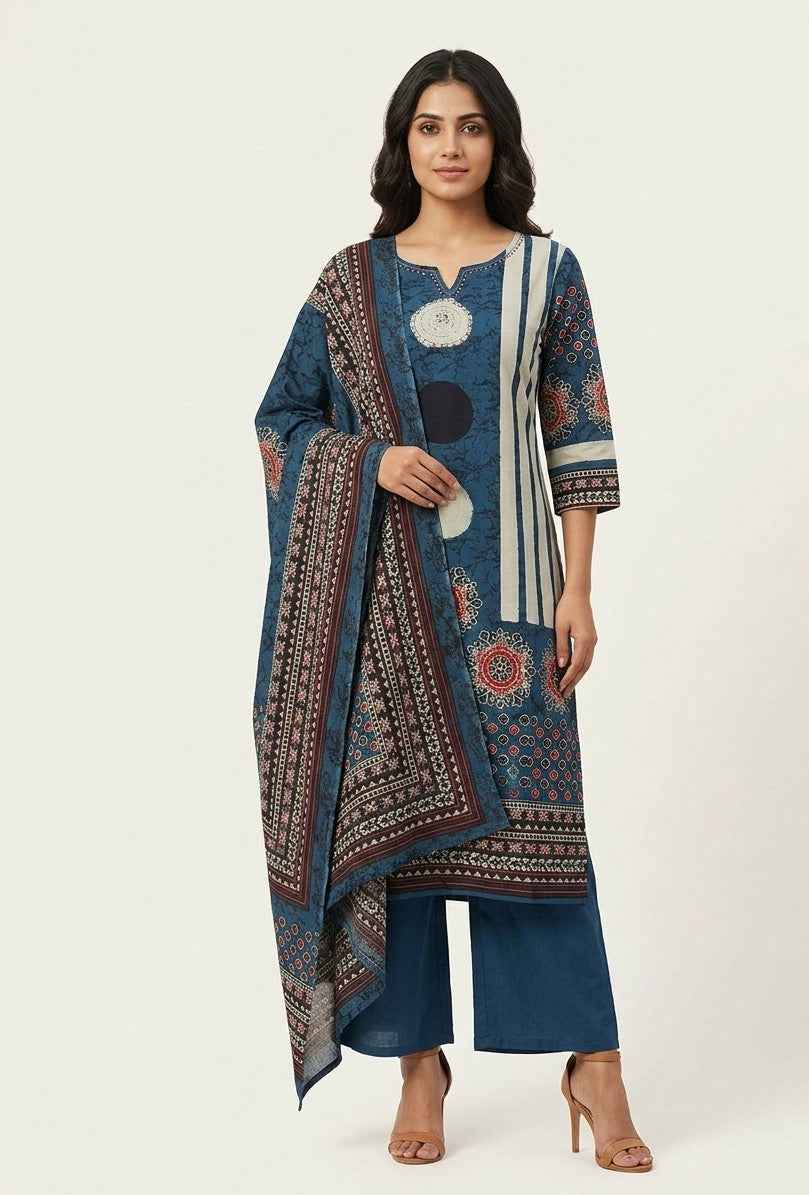 Pure Cotton Three Piece Dupatta Set CS0250