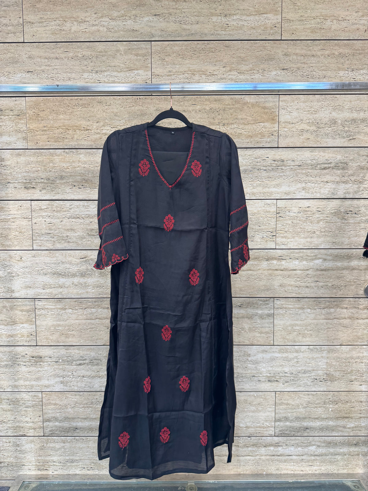 Embroidered A Line Dupatta Set In Mul Chanderi Fabric