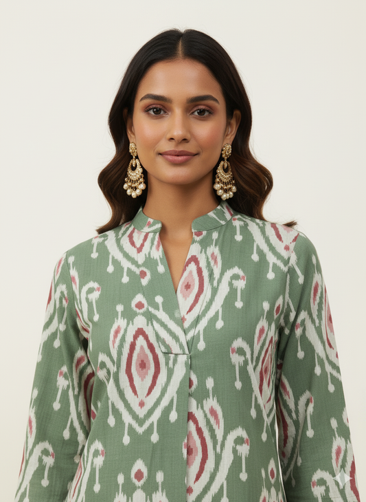 Ikkat Print Co Ord Set   FL0135