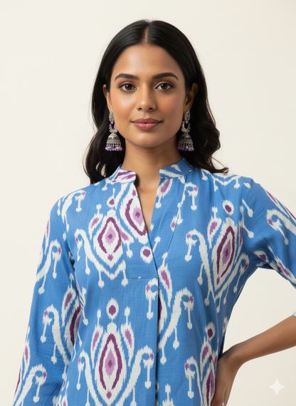 Ikkat Print Co Ord Set   FL0135