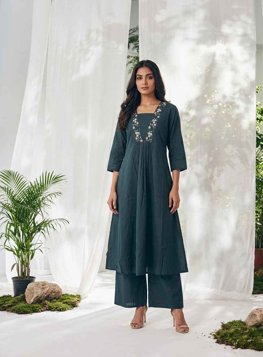 Pure Cotton A Line Dupatta Set CS0306
