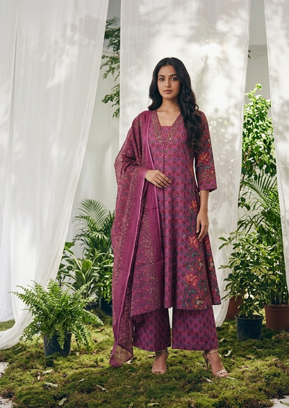 Pure Cotton A Line Anarkali Dupatta Set ANK043