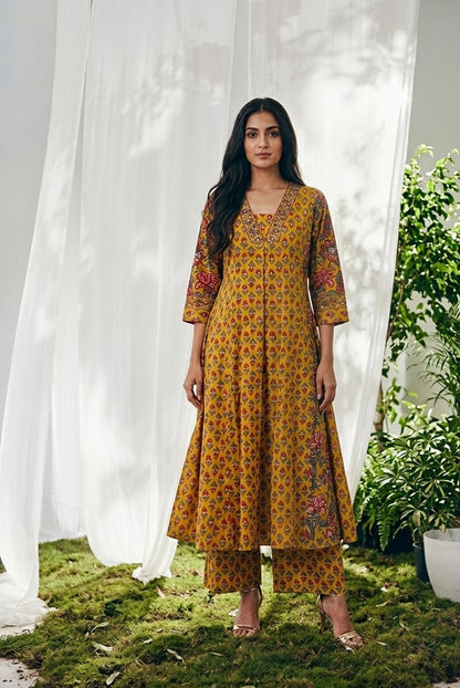 Pure Cotton A Line Anarkali Dupatta Set ANK043