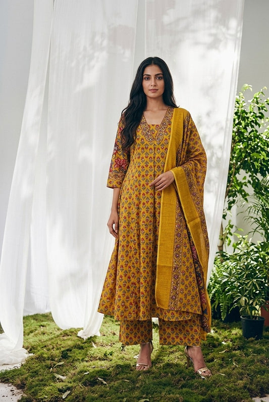 Pure Cotton A Line Anarkali Dupatta Set ANK043