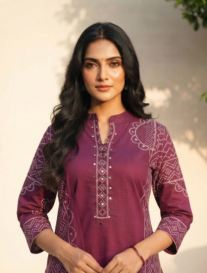 Pure Cotton Dupatta Set With Bandhej Print CSO247