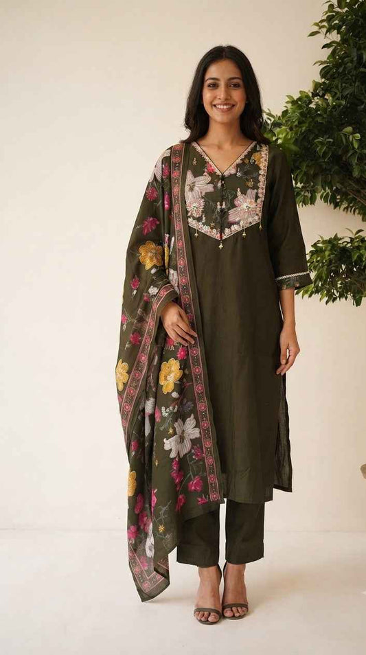 Pure Dupatta Set With Fancy Fabric