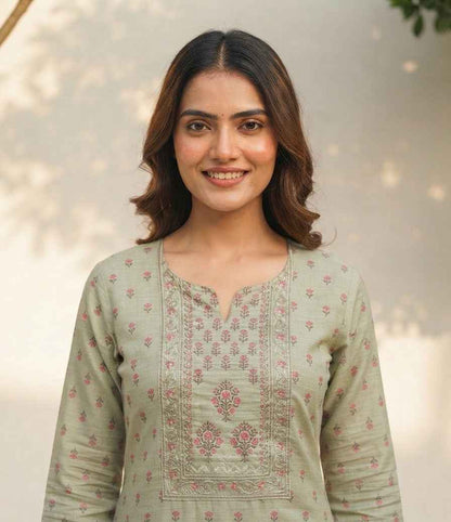 Pure Chanderi With Embroidery Dupatta Set