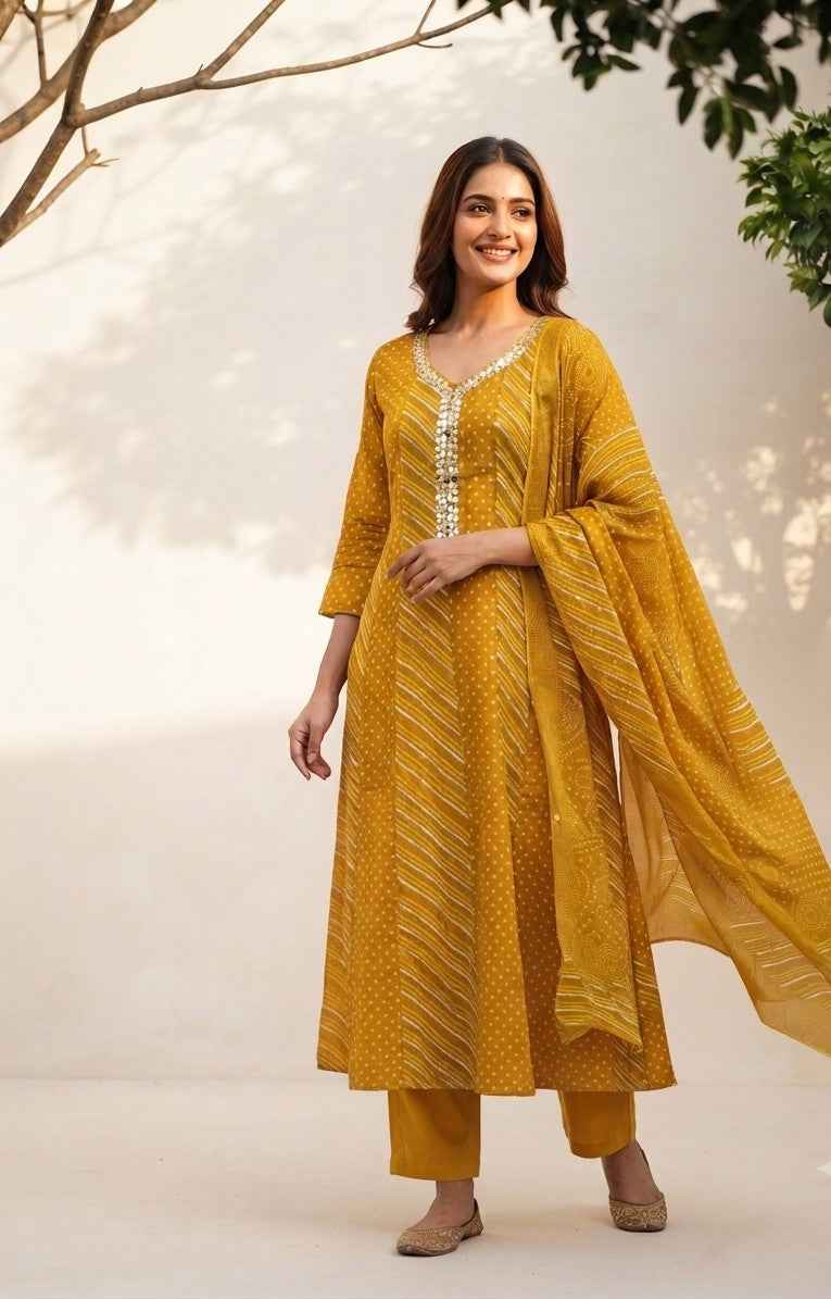 Premium Mul Cotton Lehriya Dupatta Set With Inner