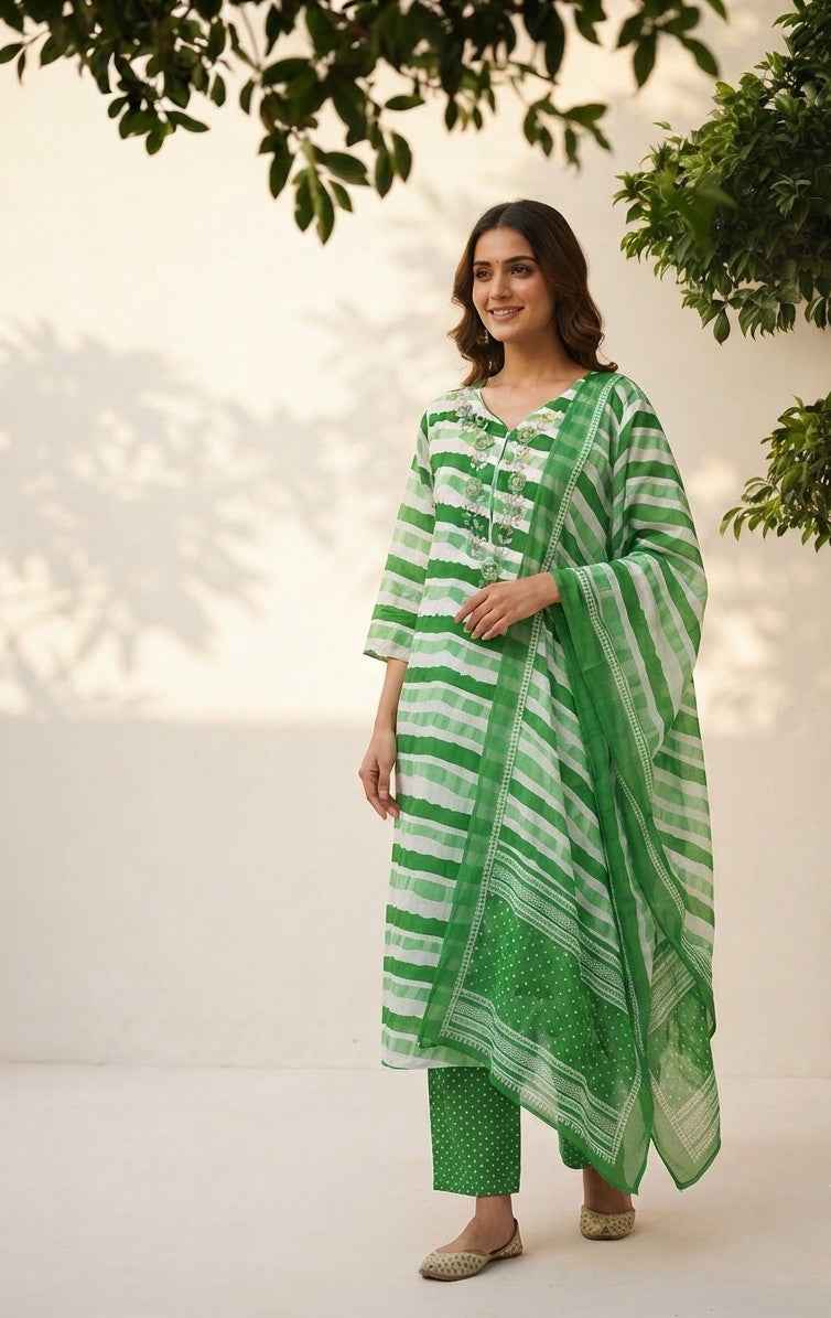 Pure Cotton Lehriya Dupatta Set  CS0264