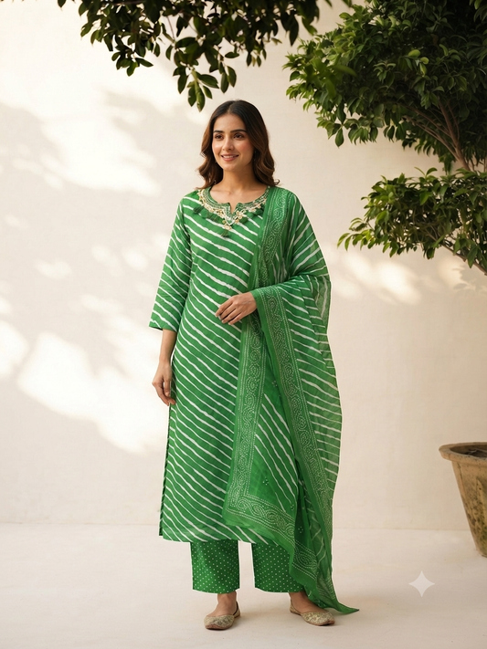 Pure Cotton Lehriya Dupatta Set CS0263