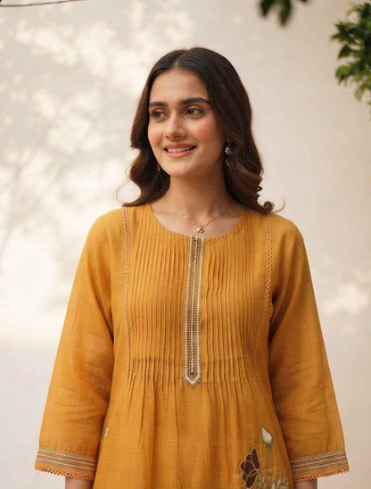 Pure A Line Silk Dupatta Set With Embroidery